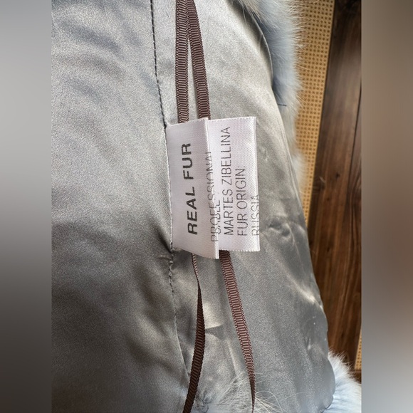 NORMAN AMBROSE 15" DYED SKY BLUE RUSSIAN SABLE FUR BOLERO JACKET COAT MEDIUM - Picture 16 of 16